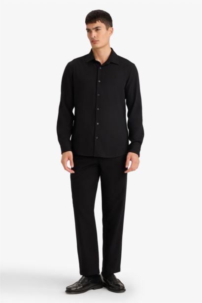 Modern Fit Polo Collar Long Sleeve Shirt