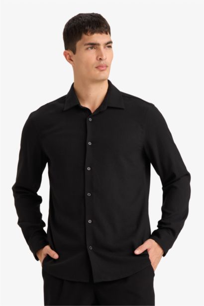 Modern Fit Polo Collar Long Sleeve Shirt