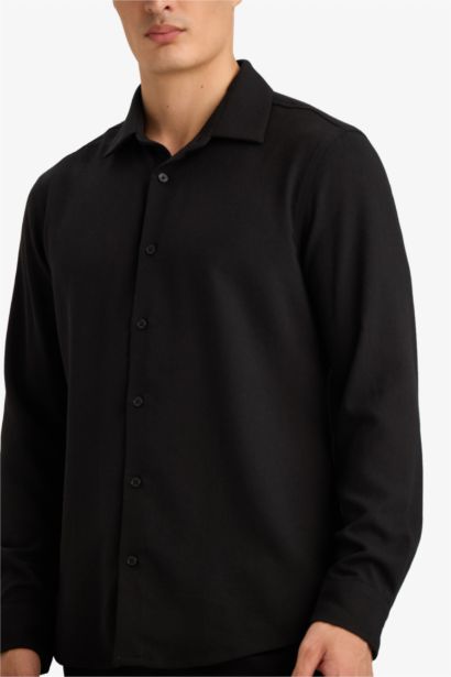 Modern Fit Polo Collar Long Sleeve Shirt