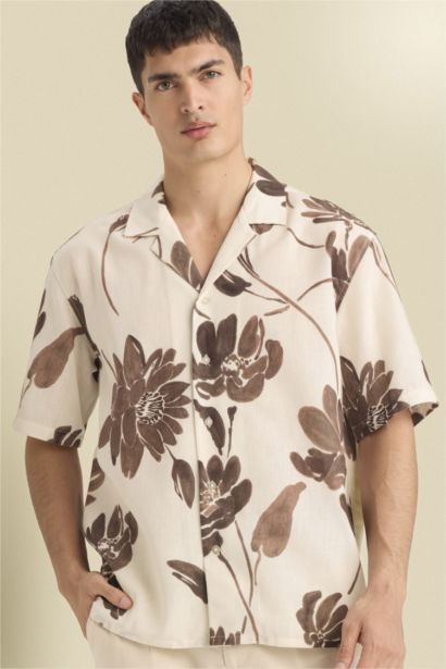 Chemise en coton imprimée manches courtes