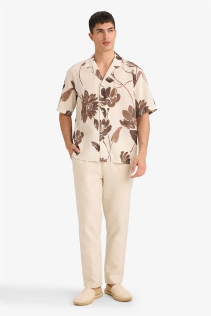 Chemise en coton imprimée manches courtes