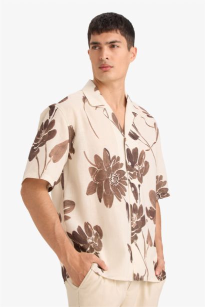 Chemise en coton imprimée manches courtes