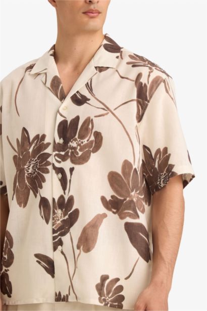 Chemise en coton imprimée manches courtes