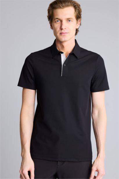 Эластик қатпарланбайтын Slim Fit поло футболка