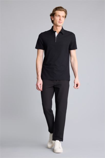 Эластик қатпарланбайтын Slim Fit поло футболка