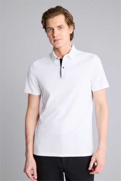 Эластик қатпарланбайтын Slim Fit поло футболка