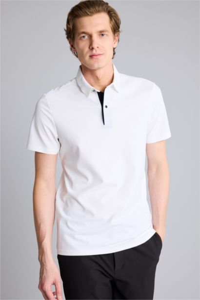 Эластик қатпарланбайтын Slim Fit поло футболка