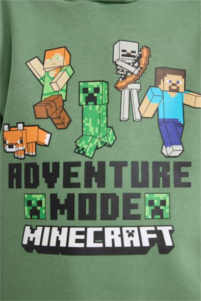 Minecraft Kapüşonlu İçi Yumuşak Tüylü Sweatshirt Erkek Çocuk