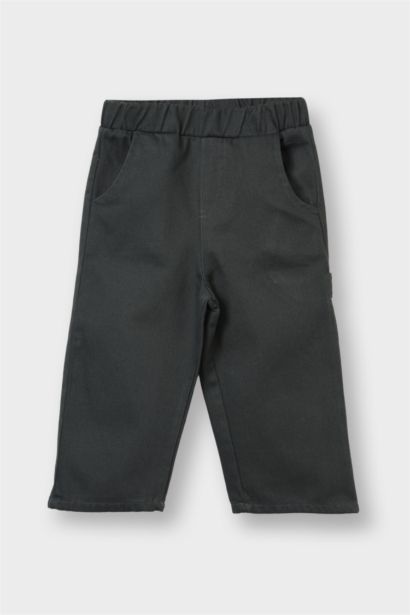 Baby Boy Label Printed Gabardine Trousers