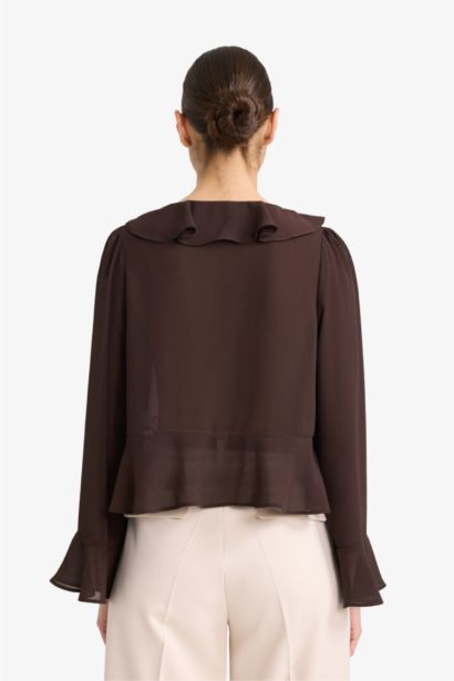 Regular Fit Chiffon Long Sleeve Blouse