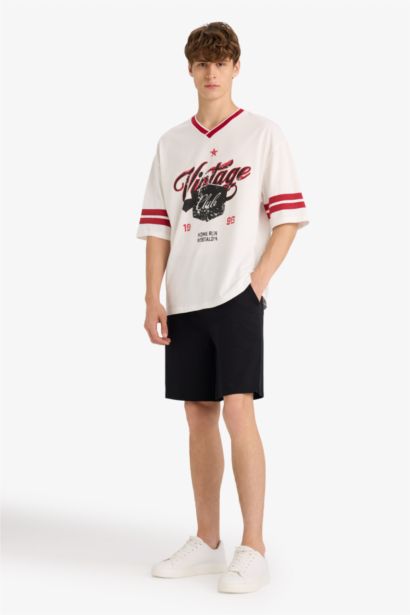 تيشيرت نص ردن قصة فضفاضة بياخة مستديرة