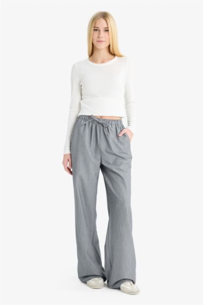 Wide Leg Striped Trousers