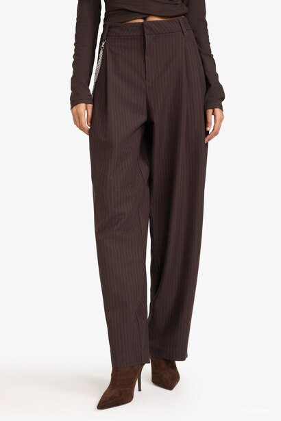 Baggy Fit Zipper Striped Trousers