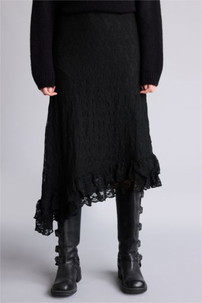 جيبة ميدي A-Line دانتيل بخصر عادي