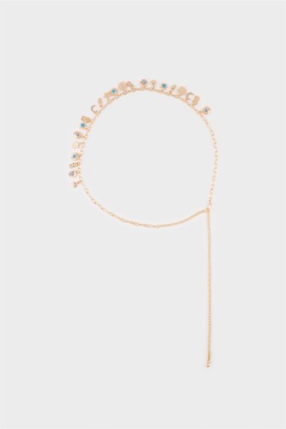 Kadın Mavi Taşlı Charmlı Bel Zinciri