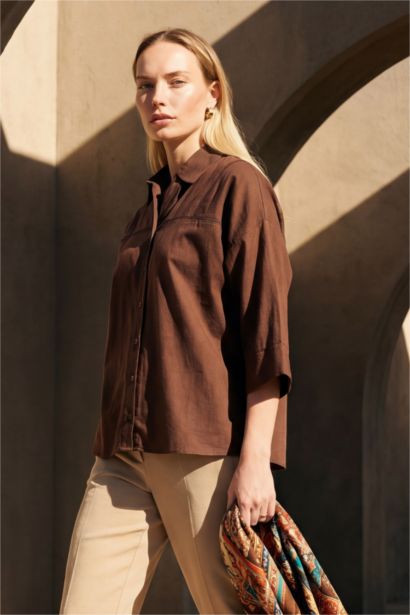 Relax Fit Shirt Collar Long Sleeve Shirt