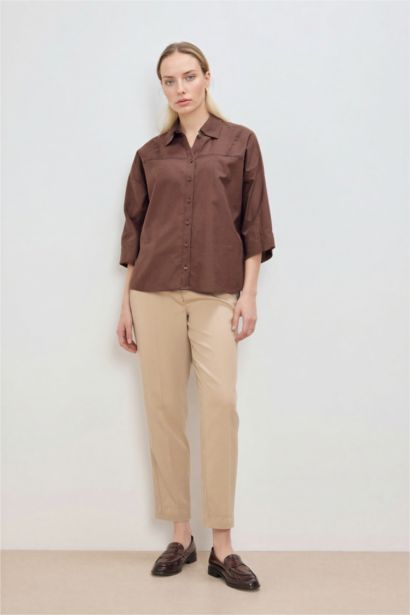 Relax Fit Shirt Collar Long Sleeve Shirt