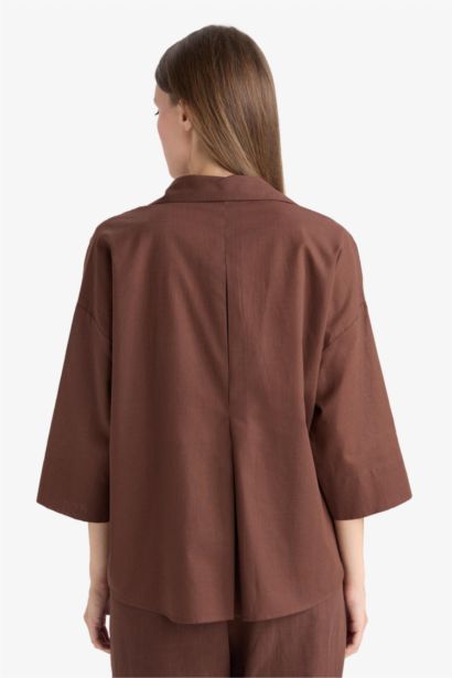 Relax Fit Shirt Collar Long Sleeve Shirt