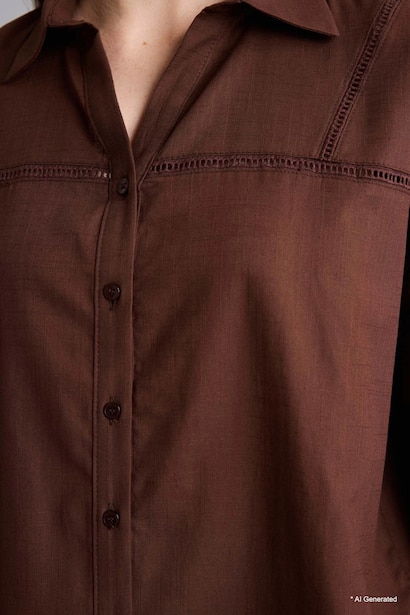 100% Cotton Relax Fit Shirt Collar Long Sleeve Shirt
