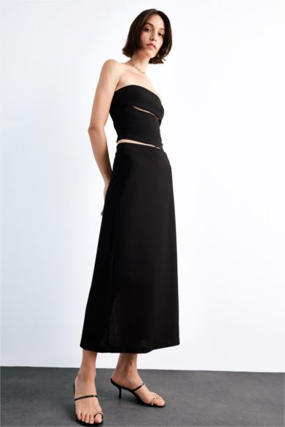 Slim Fit Twill Capri Length Skirt