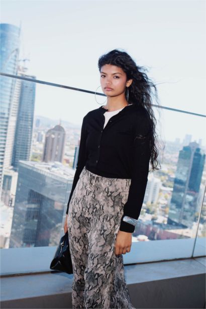 تنورة بطباعة الحيوان شيفون قصة عادية مبطن