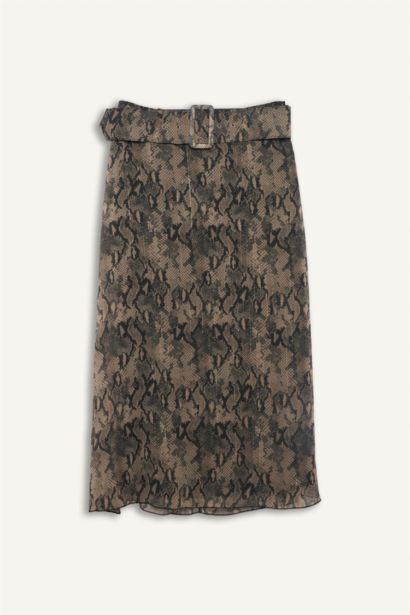 تنورة بطباعة الحيوان شيفون قصة عادية مبطن