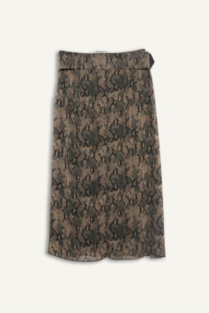 تنورة بطباعة الحيوان شيفون قصة عادية مبطن