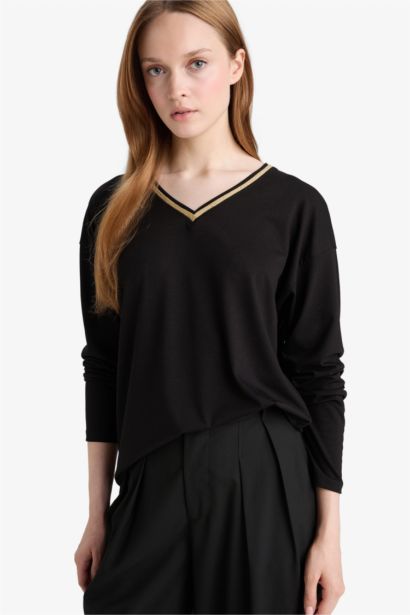 Regular Fit V-Neck Long Sleeve T-Shirt