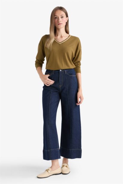 Regular Fit V Neck Long Sleeve T-Shirt