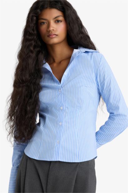 ұзын бұлшықет пішімі жолақ Ұзын жеңді көйлек