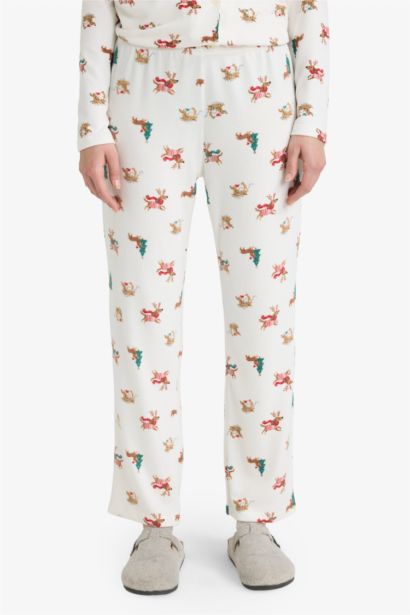 طقم بيجاما قصة عادية بطبعة كريسماس مع غطاء للعين - قطعتين