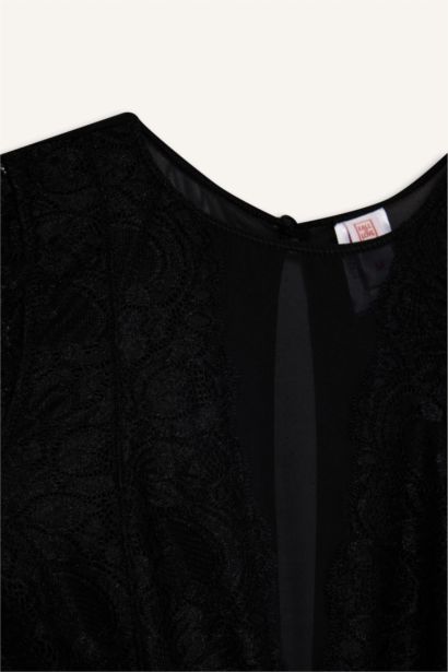 Lace up Lace Detail Bodysuit