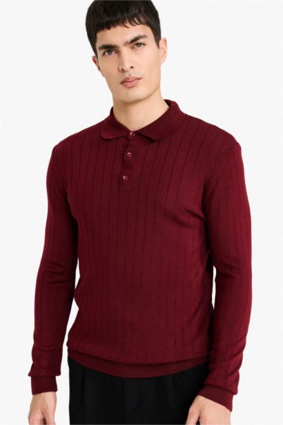 Standard Fit Polo Collar Knit Pullover