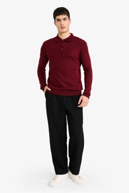 Standard Fit Polo Collar Knit Pullover
