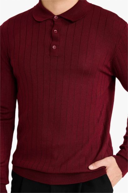 Standard Fit Polo Collar Knit Pullover