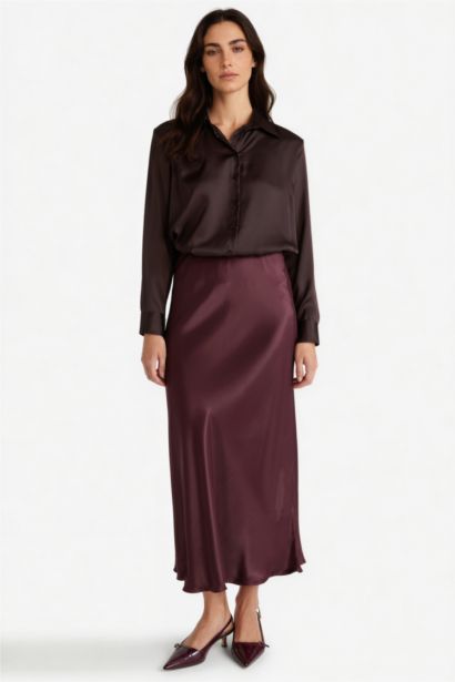 Chemise en satin oversize à manches longues