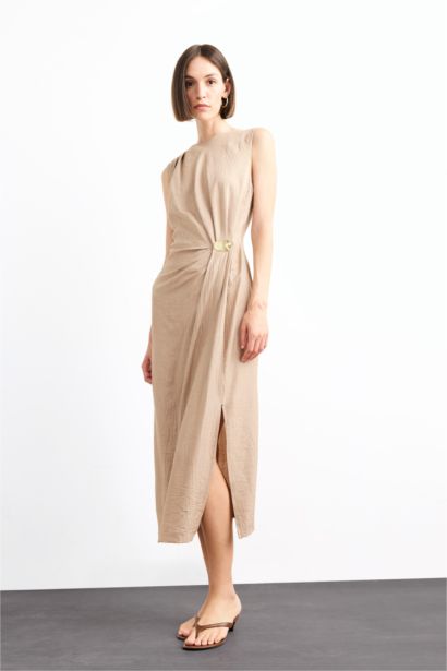 Slim Fit Poplin Sleeveless Dress