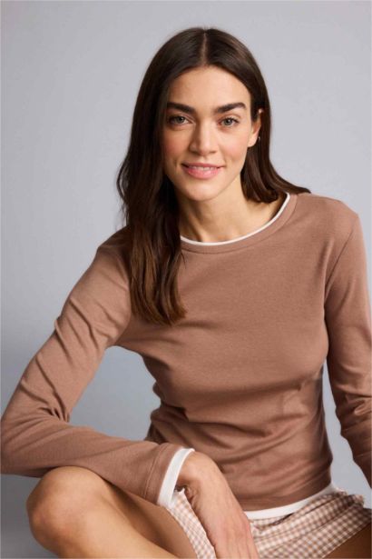 Regular Fit Crew Neck Ribana Knitted Tops