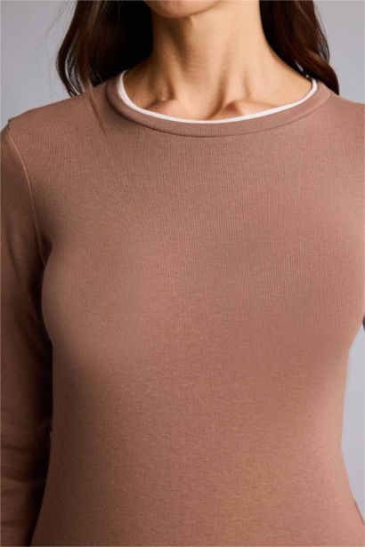 Regular Fit Crew Neck Ribana Knitted Tops