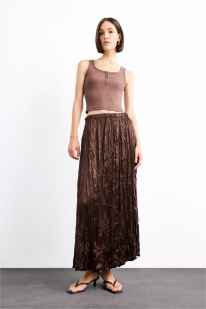 Relax Fit Satin Elastic Band Skirt