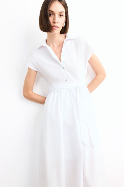 Terry Cotton Short Sleeve Long Length Dress