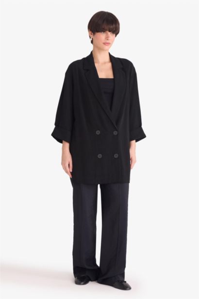 فيست بليزر قصة عادية برقبة بليزر قطن