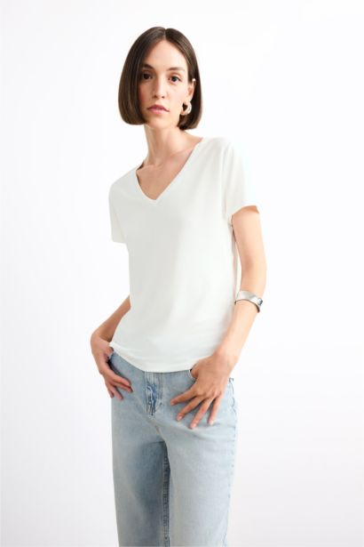 V-Neck Modal Short Sleeve T-Shirt