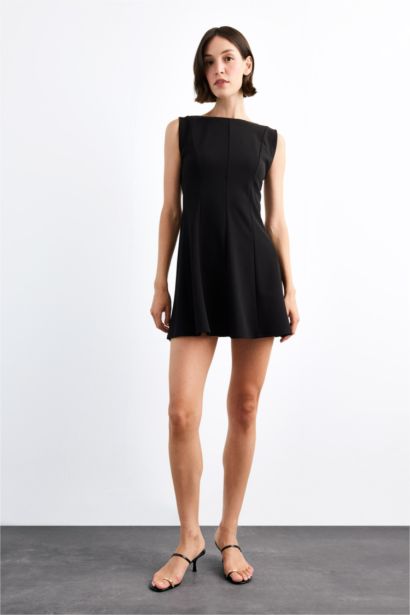 Scuba Fabric Sleeveless Mini Dress