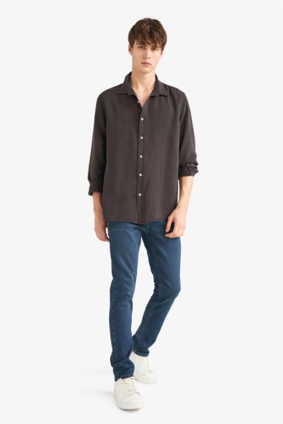 Chemise en sergé à manches longues Coupe régulière