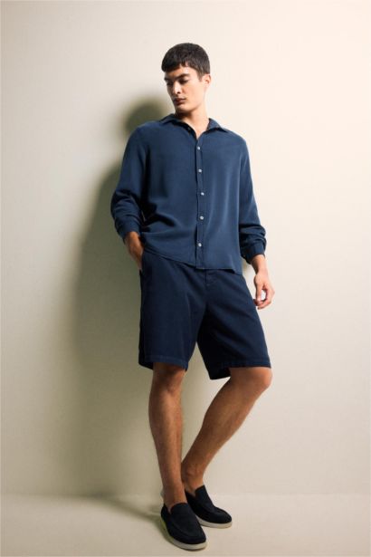 Chemise en sergé à manches longues Coupe régulière