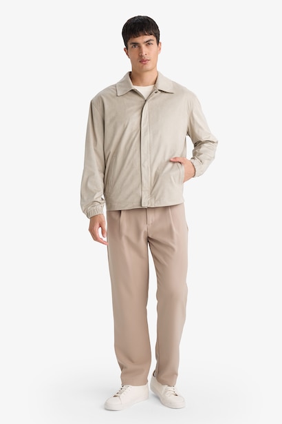 Slim Fit Polo Collar Zip-Up Jacket