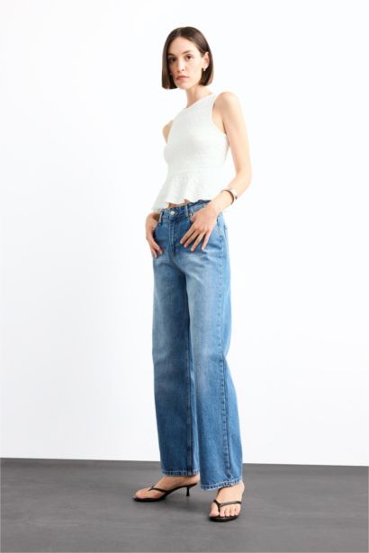 Straight Fit Denim Trousers