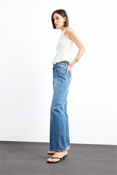 Straight Fit Denim Trousers