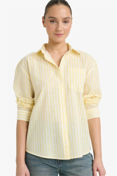 Oversize Fit Shirt Collar Long Sleeve Shirt